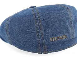 Flat Caps-Stetson Hatteras Blue Denim Denim Blue Flat Cap -