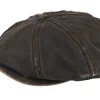Flat Caps-Stetson Hatteras Co/Pes Dark Brown Flat Cap -
