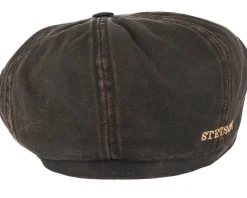 Flat Caps-Stetson Hatteras Co/Pes Dark Brown Flat Cap -