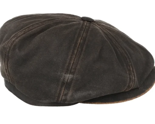 Flat Caps-Stetson Hatteras Co/Pes Dark Brown Flat Cap -