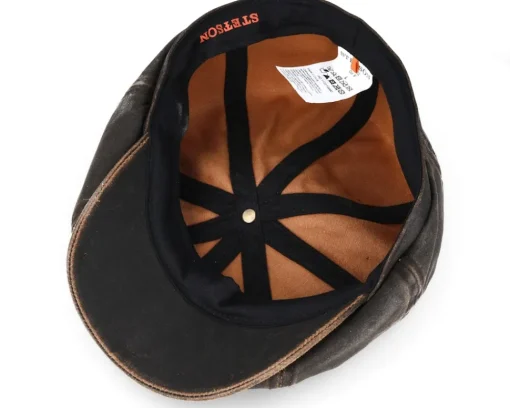Flat Caps-Stetson Hatteras Co/Pes Dark Brown Flat Cap -