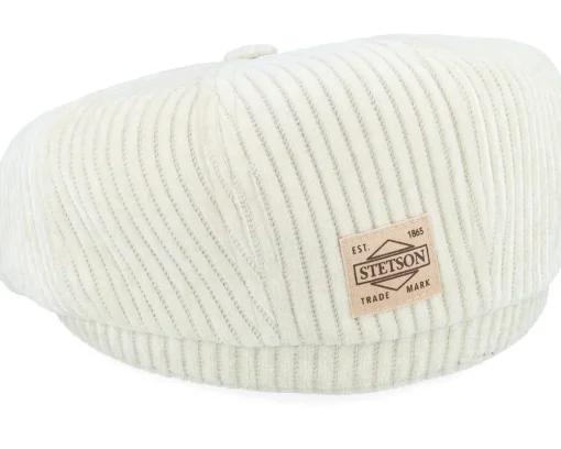 Online Stetson Hatteras Corduroy Jersey Wool White Flat Cap -