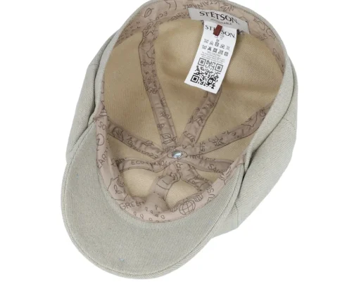 Fashion Stetson Hatteras Cotton Twill Beige/Blue Twill Flat Cap -