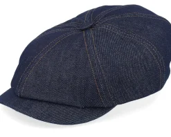Best Stetson Hatteras Denim Sustainable Blue Flat Cap -