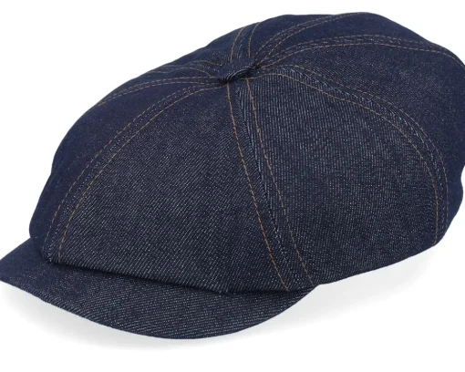 Best Stetson Hatteras Denim Sustainable Blue Flat Cap -