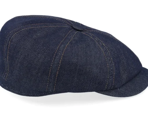 Best Stetson Hatteras Denim Sustainable Blue Flat Cap -