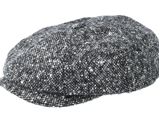Fashion Stetson Hatteras Donegal Black Flat Cap -