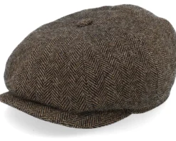 Earflap-Stetson Hatteras Ear Flap Wool Herringbone Brown-melange Flat Cap -