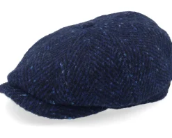 Outlet Stetson Hatteras Herringbone Dark Blue Herringbone Flat Cap -