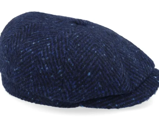 Outlet Stetson Hatteras Herringbone Dark Blue Herringbone Flat Cap -