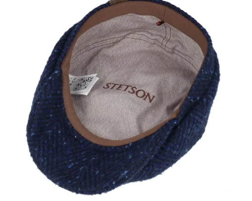 Outlet Stetson Hatteras Herringbone Dark Blue Herringbone Flat Cap -