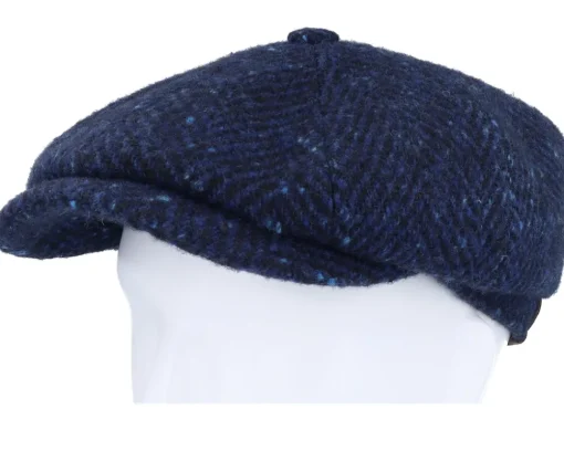 Outlet Stetson Hatteras Herringbone Dark Blue Herringbone Flat Cap -