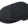 Flat Caps-Stetson Hatteras Linen Black Flat Cap -