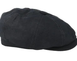 Flat Caps-Stetson Hatteras Linen Black Flat Cap -