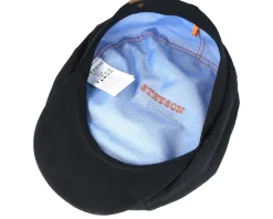 Flat Caps-Stetson Hatteras Linen Black Flat Cap -