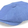 Outlet Stetson Hatteras Linen Herringbone Blue Flat Cap -
