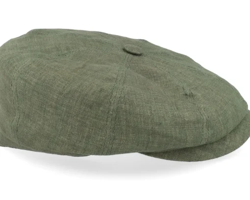 Flat Caps-Stetson Hatteras Linen Olive Flat Cap -