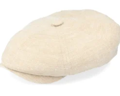 Flat Caps-Stetson Hatteras Linen/Silk Beige Flat Cap -