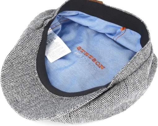 Sale Stetson Hatteras Silk Black/White Flat Cap -