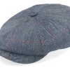 Hot Stetson Hatteras Silk Herringbone Flat Cap - Blue