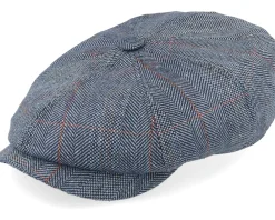 Hot Stetson Hatteras Silk Herringbone Flat Cap - Blue
