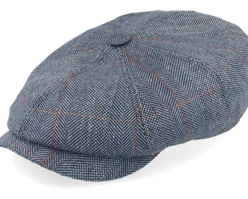 Hot Stetson Hatteras Silk Herringbone Flat Cap - Blue