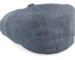 Hot Stetson Hatteras Silk Herringbone Flat Cap - Blue