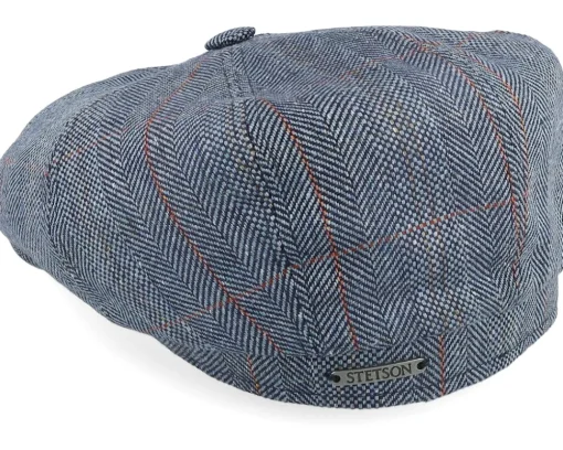 Hot Stetson Hatteras Silk Herringbone Flat Cap - Blue