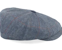 Hot Stetson Hatteras Silk Herringbone Flat Cap - Blue