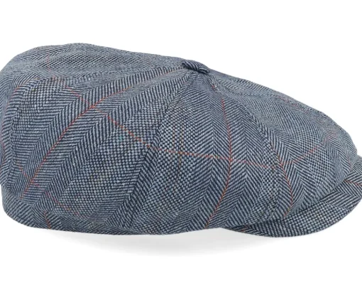 Hot Stetson Hatteras Silk Herringbone Flat Cap - Blue