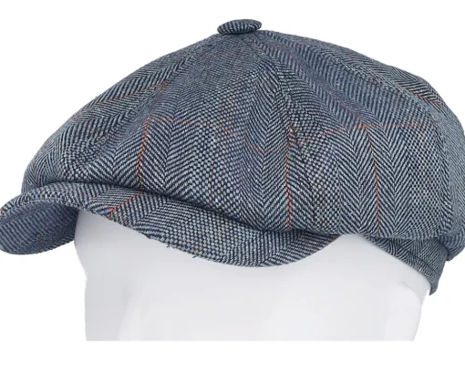 Hot Stetson Hatteras Silk Herringbone Flat Cap - Blue