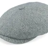 Best Stetson Hatteras Silk Green/Blue Herringbone Flat Cap -