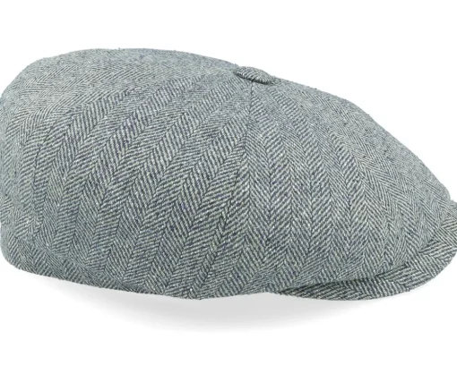 Best Stetson Hatteras Silk Green/Blue Herringbone Flat Cap -