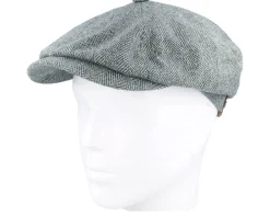 Best Stetson Hatteras Silk Green/Blue Herringbone Flat Cap -