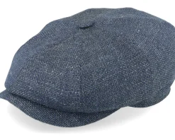 New Stetson Hatteras Virgin Wool/Linen Blue Flat Cap -