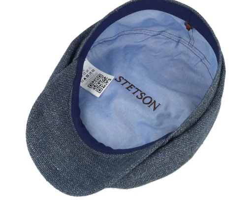 New Stetson Hatteras Virgin Wool/Linen Blue Flat Cap -