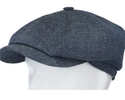New Stetson Hatteras Virgin Wool/Linen Blue Flat Cap -