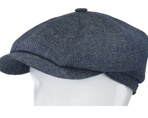 New Stetson Hatteras Virgin Wool/Linen Blue Flat Cap -