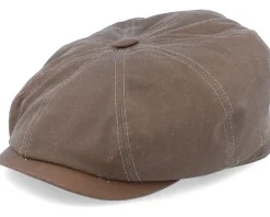 Best Stetson Hatteras Waxed Organic Cotton Brown Flat Cap -