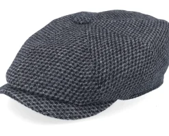 Flat Caps-Stetson Hatteras Wool Black/Charcoal Flatcap -