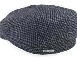 Flat Caps-Stetson Hatteras Wool Black/Charcoal Flatcap -