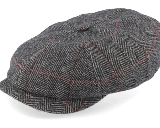 Flat Caps-Stetson Hatteras Wool Flat Cap - Grey