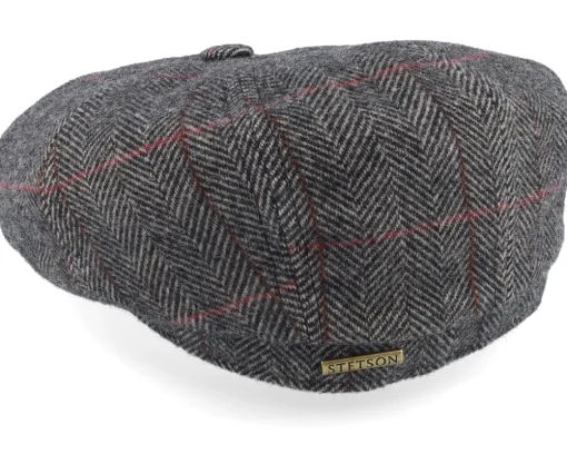 Flat Caps-Stetson Hatteras Wool Flat Cap - Grey