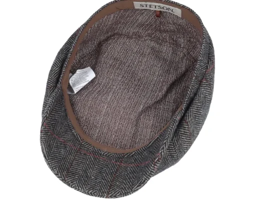 Flat Caps-Stetson Hatteras Wool Flat Cap - Grey