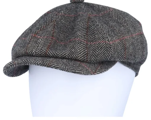 Flat Caps-Stetson Hatteras Wool Flat Cap - Grey