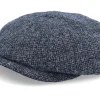 Flat Caps-Stetson Hatteras Wool Heather Black Flat Cap -