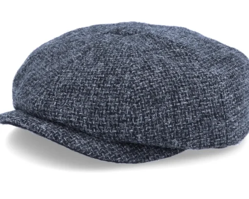 Flat Caps-Stetson Hatteras Wool Heather Black Flat Cap -