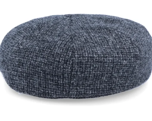 Flat Caps-Stetson Hatteras Wool Heather Black Flat Cap -