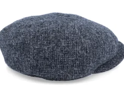 Flat Caps-Stetson Hatteras Wool Heather Black Flat Cap -