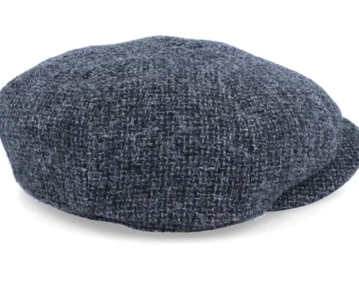 Flat Caps-Stetson Hatteras Wool Heather Black Flat Cap -